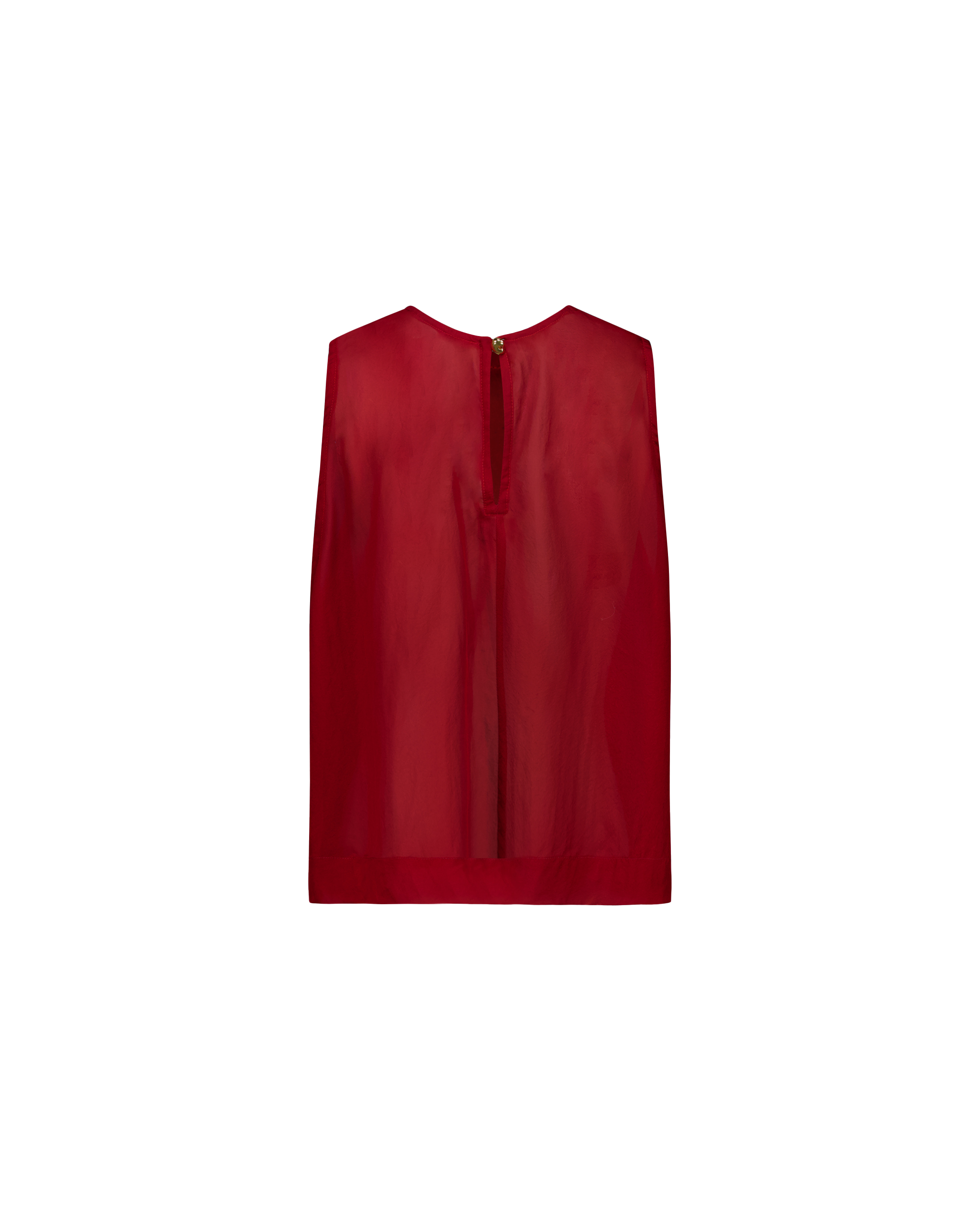 back flatlay view of the HALO red silk tank top by MAATHI Paris in sheer mulberry silk.